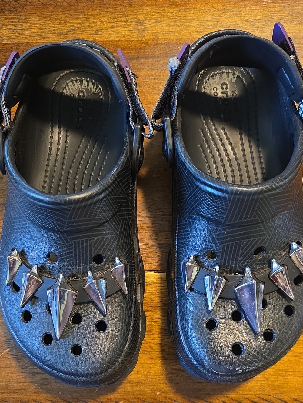 CROCS Marvel Black Panther Kids Spike Clog Sandals with Purple Accents